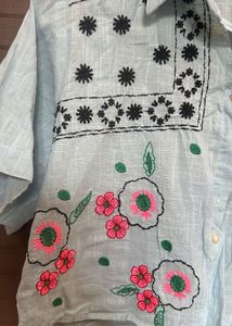 Embroidered Crop Shirt