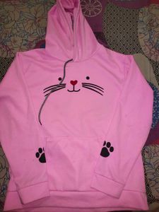 Cat Printed Light Pink Sweatshirt