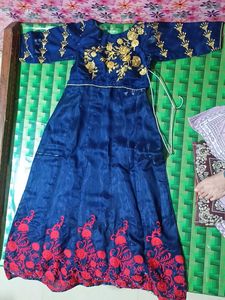 Blue & Red Embroidered Gown