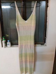 Pleated Striped Dress