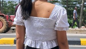 White Floral Eyelet Top