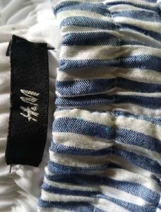 Striped Blue And White Trousers With Elastic Belt