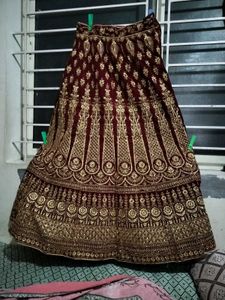 Maroon Velvet Lehenga Choli