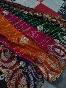 Beautiful multicolour gota patti saree