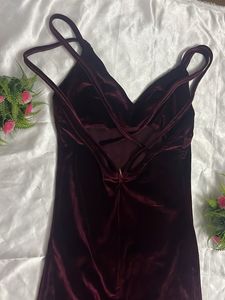 Burgundy Velvet Midi Dress