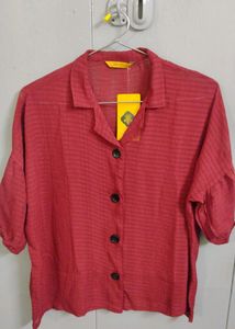 Marroon Boxy Shirt - Women Size 42 Inch (xxl)