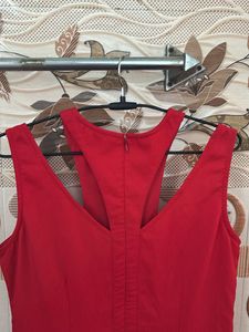 Red Ruffle Hem Dress