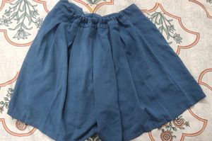 Blue Pleated Shorts