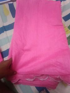 Pink Saree With Blouse Combo