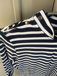 Striped Button-Shoulder Top