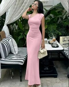 Pink Ruched Maxi Dress