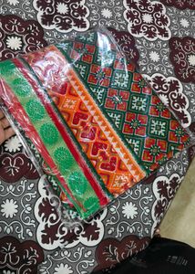 gren and red new saree