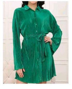 Emerald Green Pleated Dress