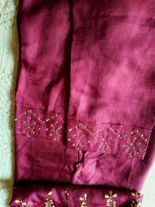 Maroon Beaded Kurta Set