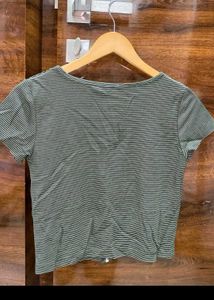 Striped Zip-Front T-Shirt