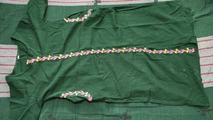 Bottle Green Handloom Cotton Embroidery Kurta Set