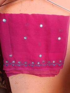 Pink Georgette Saree With Blouse