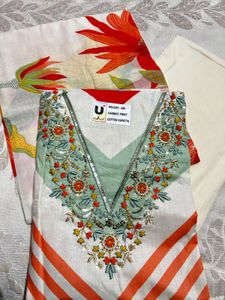V-Neck Unstiched Suit - 100% COTTON