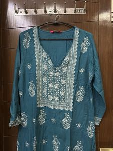Elegant Blue Embroidered Kurti