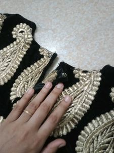 Black Velvet Embroidered Lehnga