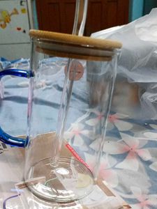 Glass Cup with Straw