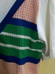 Striped Cropped Cardigan Tee