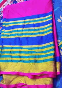 Elegant Pink & Blue Saree