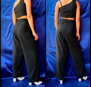 High Waist Rise Black Office Wear Trouser Pants