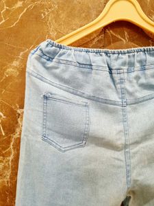 Light Blue Graphic Denim Pants