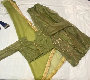 Olive Green Embellished Lehenga Set