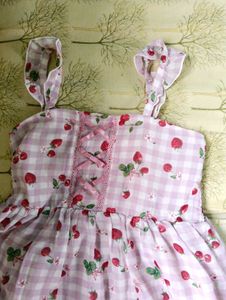 Girls Lavender Lolita Cherry Checkered Dress