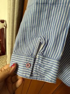 Blue Stripes Embroidered Shirt - XL
