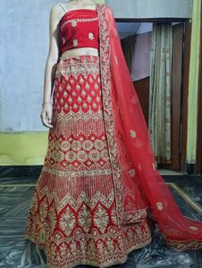 Red Embroidered Lehenga Choli Set