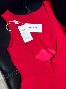 Red backless mini dress