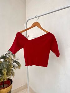 Ribbed Asymmetrical neck Crop Top ♥️