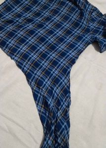 Blue Plaid Tie-Waist Top