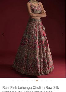 Raw Silk Rani Color Kalki Lehenga