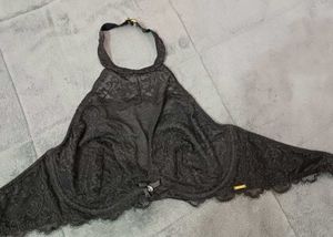 Black Lace Halter Neck Bralette 34C