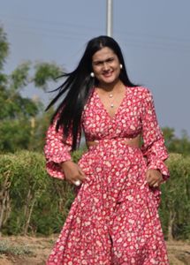 Beautiful Cutout Floral Red Dress