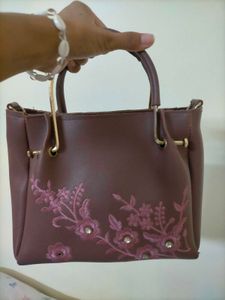 Floral Embroidered Satchel Bag