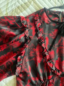 Zara Floral Ruffle Blouse