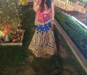 Blue &amp; Gold Lehenga Choli