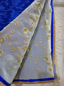 Royal Blue and white saree