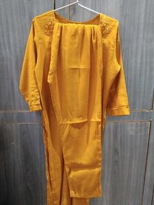 Mustard Kurta With Pant Set
