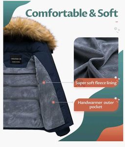 Navy Puffer Coat with Fur Hood New Jecket