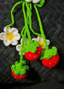 Crochet Strawberry Flower Hair Clip