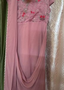 Elegant Mauve Dress with Embroidery