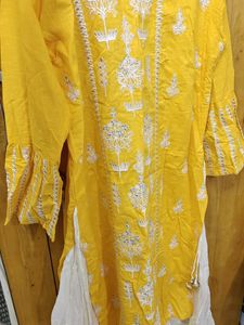 Yellow Embroidered Kurti