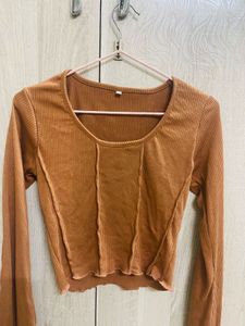 Cute Brown long flared sleeves Top