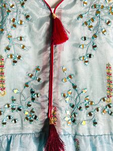 Ethnic Mirror Work Gown For Women With Full Sleeve